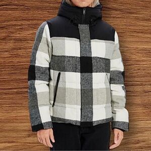 UGG Cadin Hip-Length Parka Il Men’s Tan & Black Plaid Puffer Jacket ~ Size L